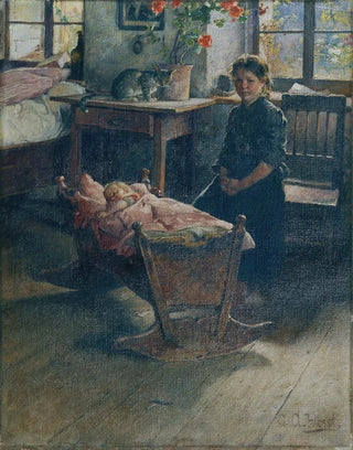 Gustav August Hessl - An der Wiege.webp
