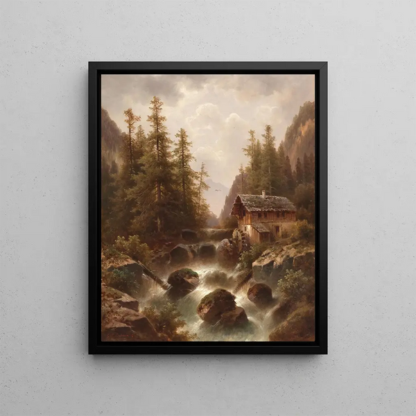 Gustav Barbarini - A Mill by a Mountain Torrent.webp