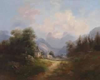 Dolina górska z postaciami - Gustav Barbarini — widok dzieła