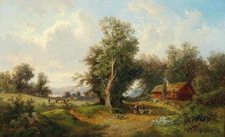 Gustav Barbarini - Landscape in the Alpine Foothills with Grazing Cattle.webp