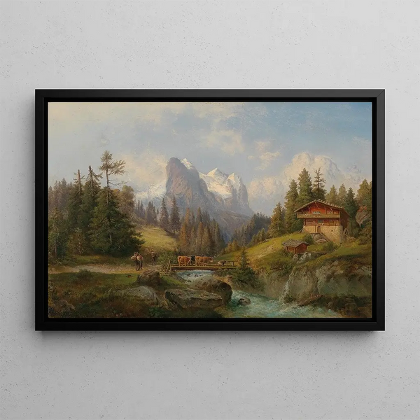 Gustav Barbarini - Pastorale Gebirgslandschaft.webp