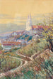 Widok na klasztorny kościół w Klosterneuburg - Gustav Feith — widok dzieła
