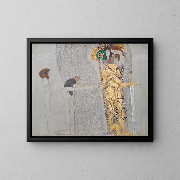 Fresk z Beethovenem: Cierpienia słabego i silnie strzeżonego człowieka, panel 3, boczna ściana lewa - Gustav Klimt — oprawiony obraz na ścianie