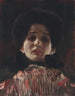 Dama na wprost z plisowaną suknią - Gustav Klimt — widok dzieła
