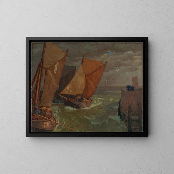 Wejście do portu w Vlissingen - Gustav Schönleber — oprawiony obraz na ścianie
