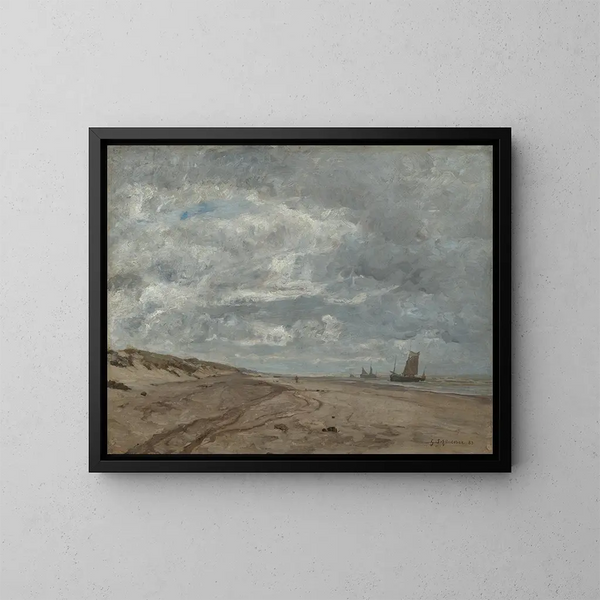Plaża w Scheveningen - Gustav Schönleber — oprawiony obraz na ścianie