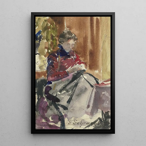 Portret kobiety artysty - Gustav Schrägle — oprawiony obraz na ścianie