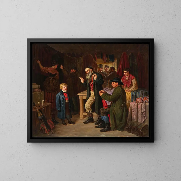 L'essayage du manteau - Gustav Zafaurek — oprawiony obraz na ścianie