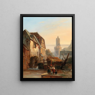 Gustave Adolphe Simonau - Andernach on the Rhine Washerwomen by the Mill.webp