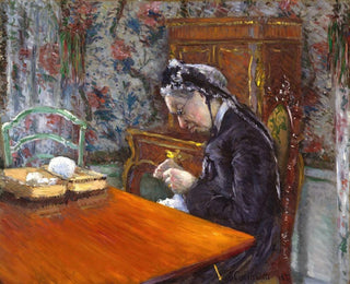 Mademoiselle Boissière tricotant - Gustave Caillebotte — widok dzieła