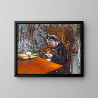 Mademoiselle Boissière tricotant - Gustave Caillebotte — oprawiony obraz na ścianie