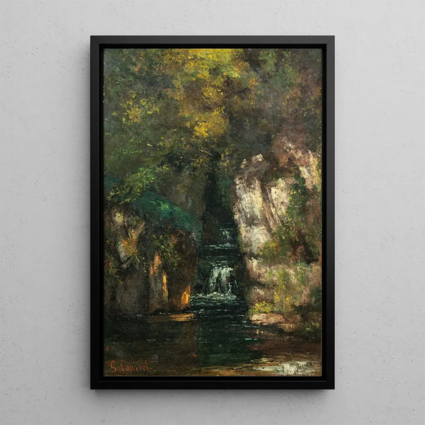 Jedno kaskada w pobliżu Ornans - Gustave Courbet — oprawiony obraz na ścianie