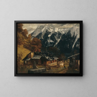 Scena alpejska - Gustave Courbet — oprawiony obraz na ścianie