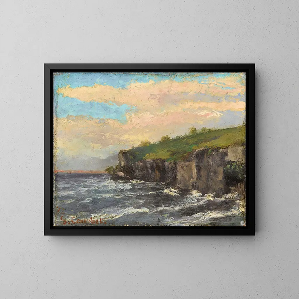 Klify nad brzegiem wody - Gustave Courbet — oprawiony obraz na ścianie