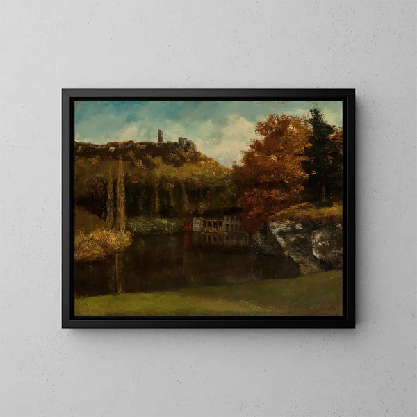 Le Lavoir, widok i ruiny zamku Sceaux-en-Vallée - Gustave Courbet — oprawiony obraz na ścianie