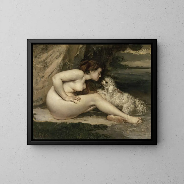 Nagiej kobiety z psem - Gustave Courbet — oprawiony obraz na ścianie