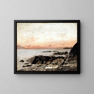 Zachód słońca w Vevey, Szwajcaria - Gustave Courbet — oprawiony obraz na ścianie