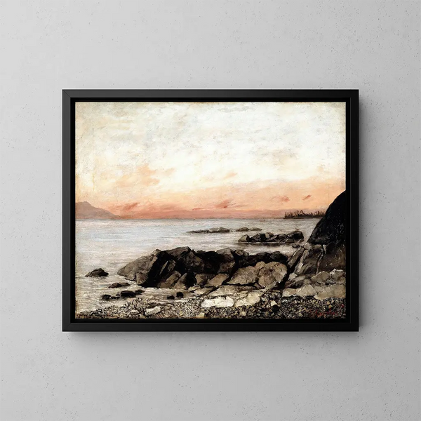 Zachód słońca w Vevey, Szwajcaria - Gustave Courbet — oprawiony obraz na ścianie