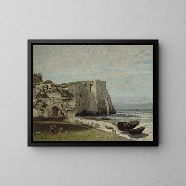 Klify Étretat po burzy - Gustave Courbet — oprawiony obraz na ścianie