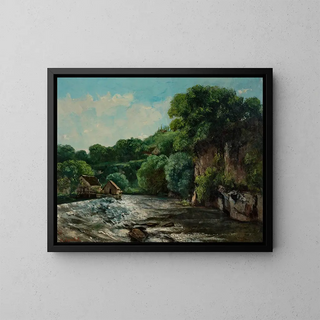 Zapora w pobliżu Ornans lub L'écluse de la Loue - Gustave Courbet — oprawiony obraz na ścianie