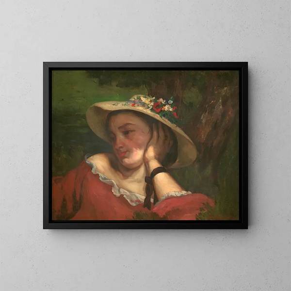 Młode dziewczęta na brzegu Sekwany, fragment obrazu - Gustave Courbet — oprawiony obraz na ścianie