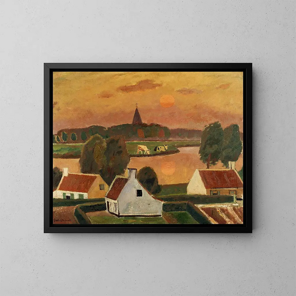 Widok na wioskę - Gustave De Smet — oprawiony obraz na ścianie