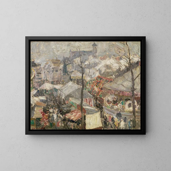 Foire au Vrijdagmarkt à Gand - Gustave De Smet — oprawiony obraz na ścianie