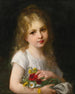 Młoda dziewczyna trzymająca bukiet - Gustave Doyen — widok dzieła
