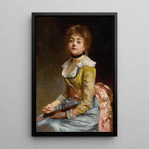 Portret artysty - Gustave Jean Jacquet — oprawiony obraz na ścianie
