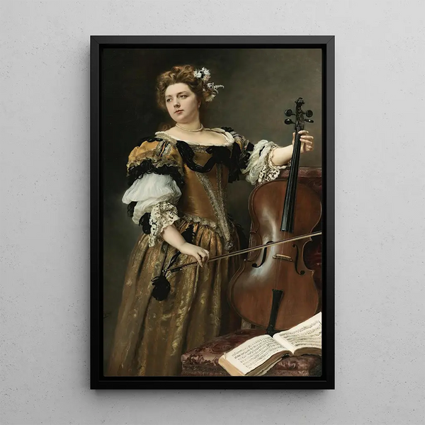 Le violoncelliste - Gustave Jean Jacquet — oprawiony obraz na ścianie