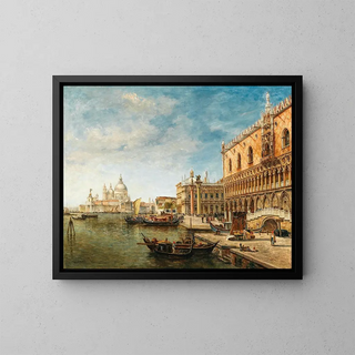 Gustave Walckiers - A View of Venice with the Doges Palace and Punta della Dogana in the Distance.webp