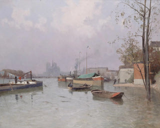 Powódź Sekwany w okolicach kanału Saint-Martin w listopadzie 1896 - Gustave-Édouard Le Sénéchal de Kerdroret — widok dzieła