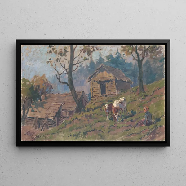 Przed farmą owiec - Gustav Mahler — oprawiony obraz na ścianie