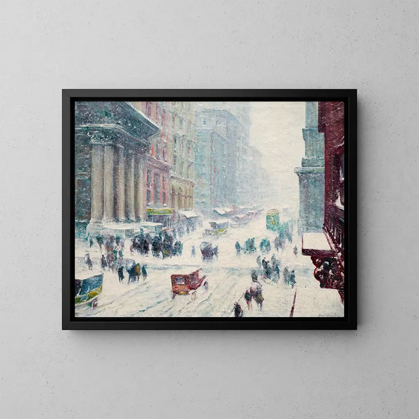 Piąta Aleja zimą - Guy Carleton Wiggins — oprawiony obraz na ścianie