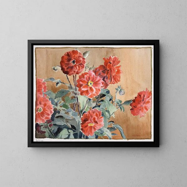 Dahlias - Hannah Borger Overbeck — oprawiony obraz na ścianie