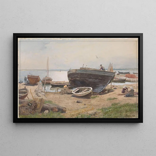 Hans Gude - A Harbour on the Baltic Sea.webp