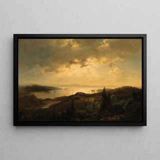 Hans Gude - A Scene at Dusk in Norway.webp