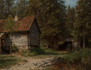 Domek w lesie - Hans Gude — widok dzieła
