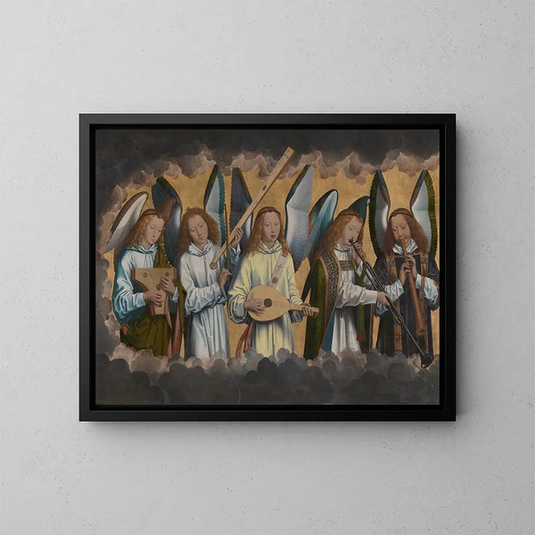 Anioły muzycy - Hans Memling — oprawiony obraz na ścianie
