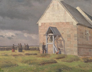 Nadchodzi burza za kościołem w Nrre Vium, Jutland - Hans Smidth — widok dzieła
