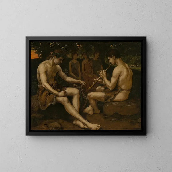 Apollon i Marsjasz - Hans Thoma — oprawiony obraz na ścianie