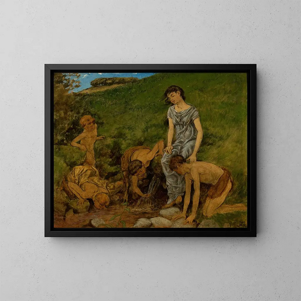 Wiosna przy źródle - Hans Thoma — oprawiony obraz na ścianie