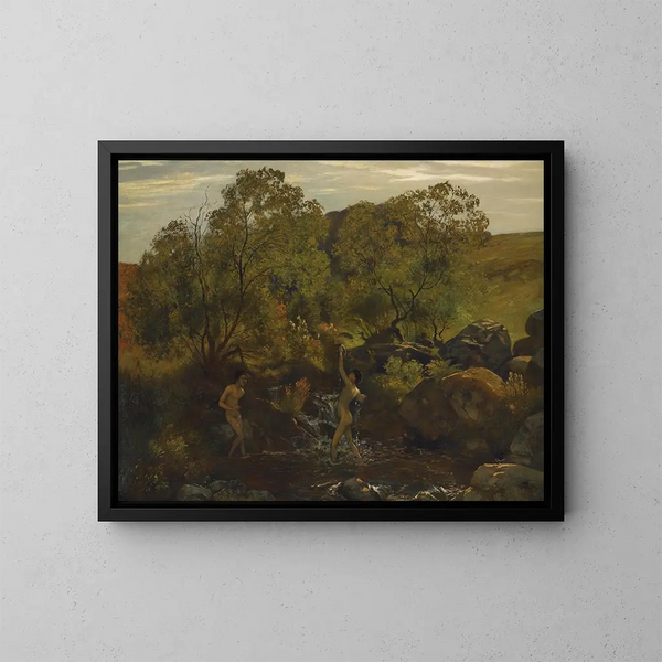 Młodzi chłopcy kąpiący się - Hans Thoma — oprawiony obraz na ścianie