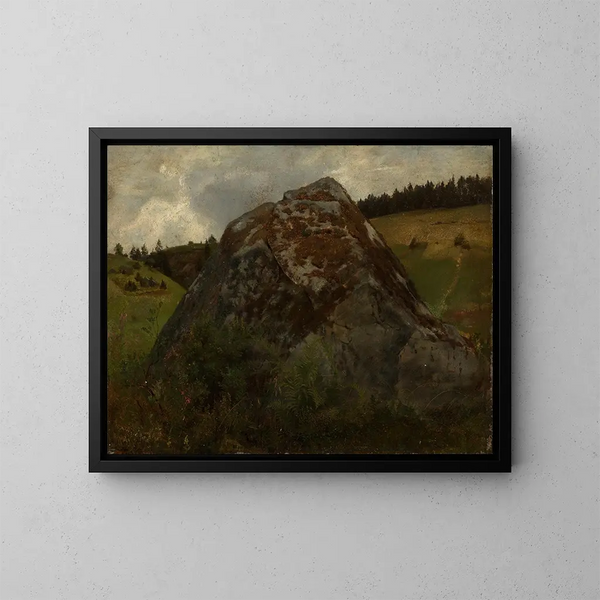 Bloc de pierre dans une vallée de prairie - Hans Thoma — oprawiony obraz na ścianie