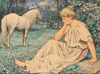Hans Thoma - Schimmel und Sitzende.webp