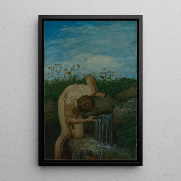 Triptyk Źródło - Hans Thoma — oprawiony obraz na ścianie