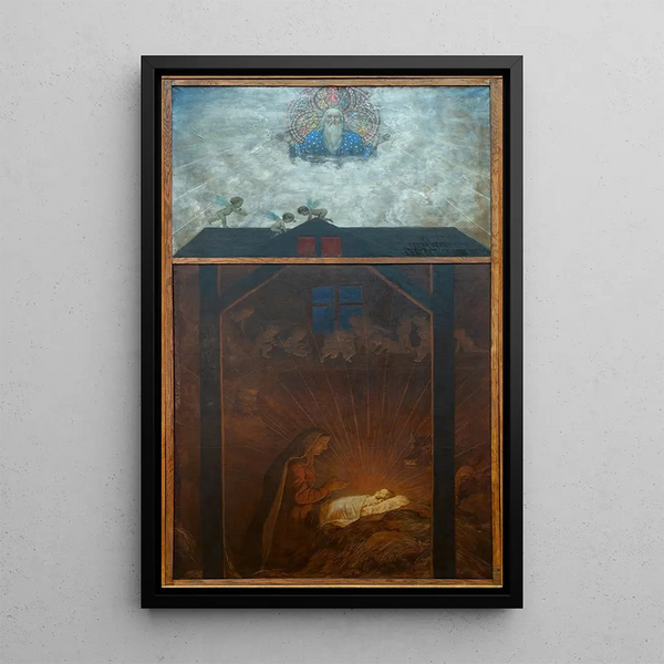 Triptyk Bożonarodzeniowy Uwielbienie Dzieciątka - Hans Thoma — oprawiony obraz na ścianie