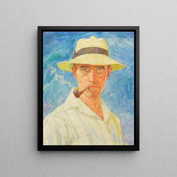 Hans Unger - Selbstbildnis mit Pfeife und Hut.webp