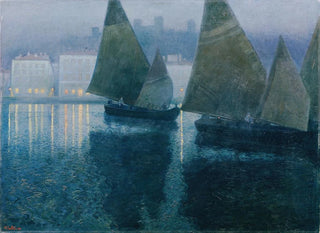 Hans Wilt - Mondnacht in einem istrischen Hafen.webp