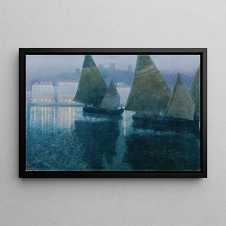 Hans Wilt - Mondnacht in einem istrischen Hafen.webp